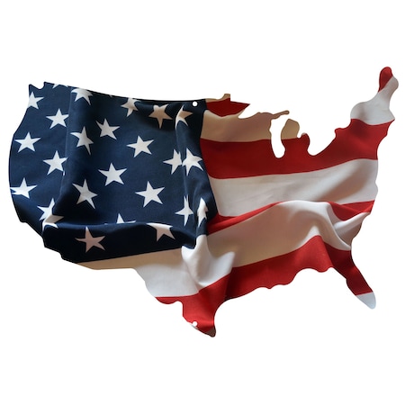 USA Shape Waving Flag Wall Art